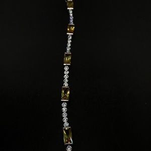 Silver Bracelet with Diamonds and Gold Crystals